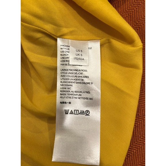 Anthropologie Dress Mustard Yellow Small Floral Viscose Polyester Silky - Picture 7 of 9